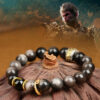 Black Myth Wukong Black Gold Silver Obsidian Red Agate Bracelet Original Couple Men and Women New Hot Bracelet Customized