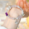 Natural rose crystal gold swallowing beast amethyst white crystal butterfly bracelet new Chinese style original bracelet