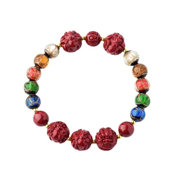 Glass cinnabar three-in-one six-in-one bracelet for the birth year of the zodiac dragon year for men and women couples
