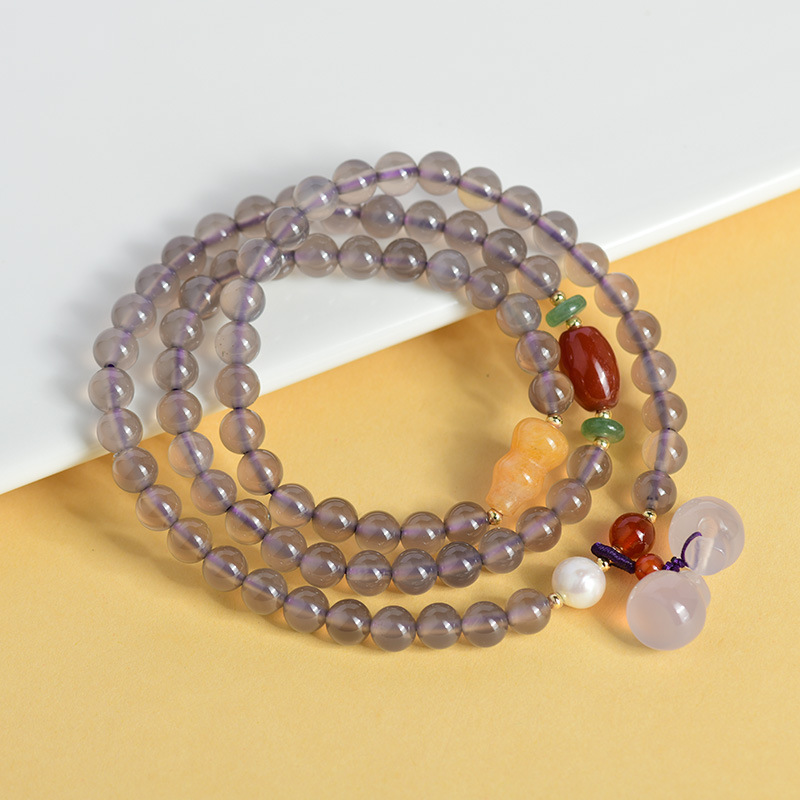 Gray agate multi-circle bracelet apple pendant retro niche design network hot bracelet