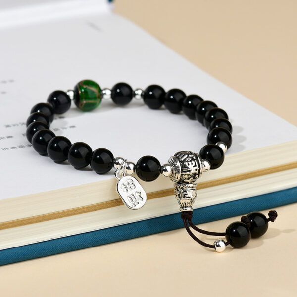 Obsidian bracelet, green incense ash, glass Buddhist beads, rosary bracelet, hot sale