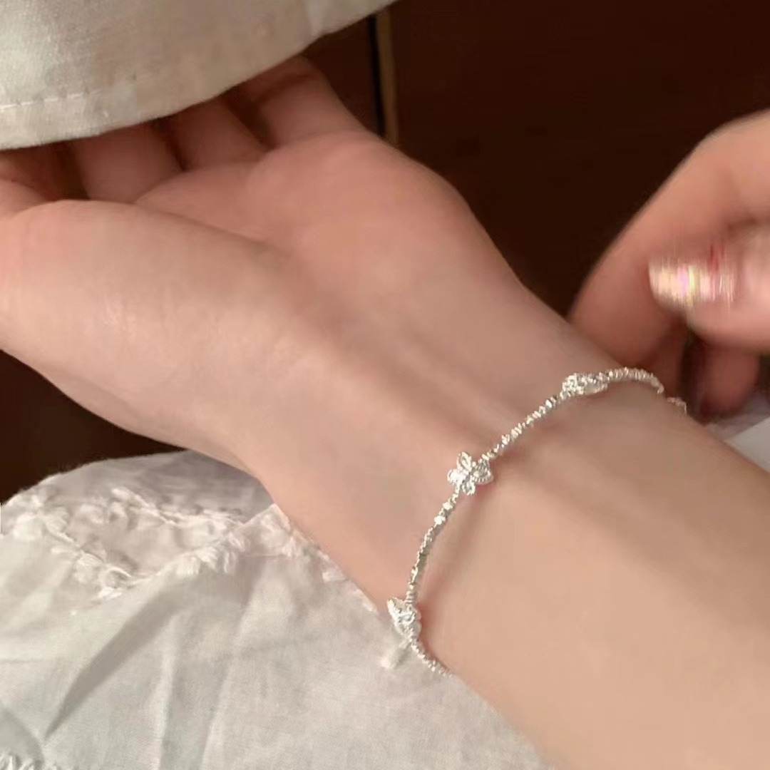 Pure silver spring butterfly dream broken silver bracelet fairy air floating fairy style advanced all-match style