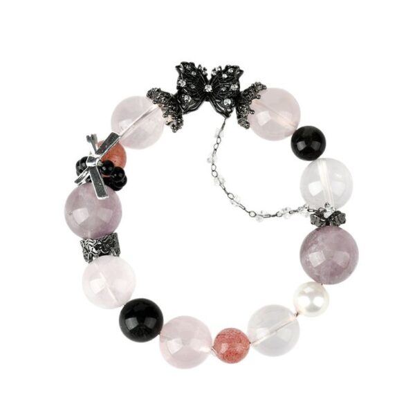 Crystal Duobao Butterfly Bracelet Amethyst Rose Quartz Strawberry Quartz Original Fashionable Bracelet