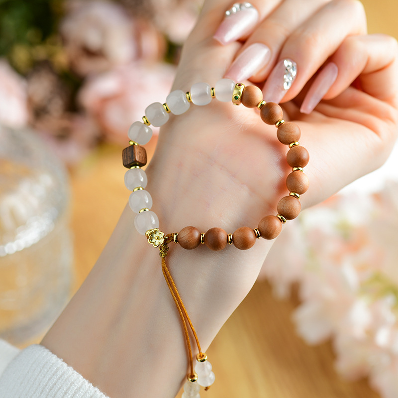Sandalwood jade splicing bracelet new Chinese style ancient ethnic style tassel bracelet