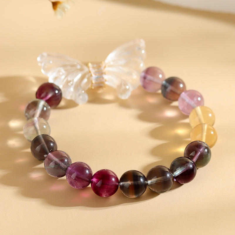 Colorful Fluorite White Crystal Butterfly Wing Bracelet Fashion Original Ladies New Bracelet Jewelry Gift