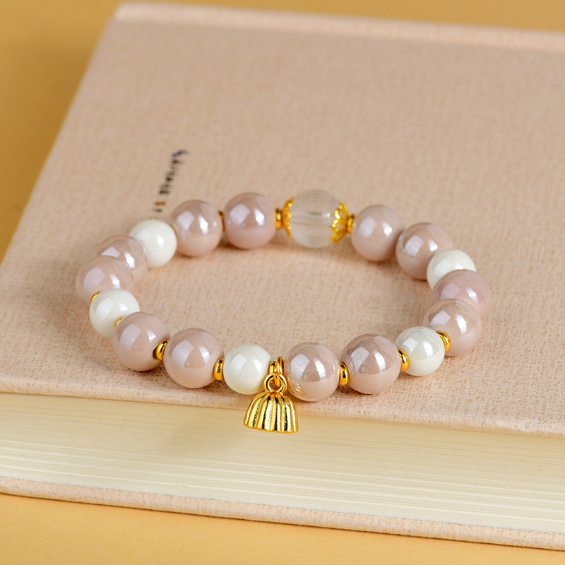 White powder porcelain beads, incense ash porcelain, white crystal, heart sutra bracelet, lotus pendant, new hot style bracelet