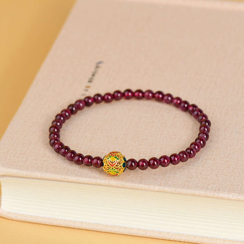 Crystal rose red garnet hollow ball bracelet original new bracelet jewelry