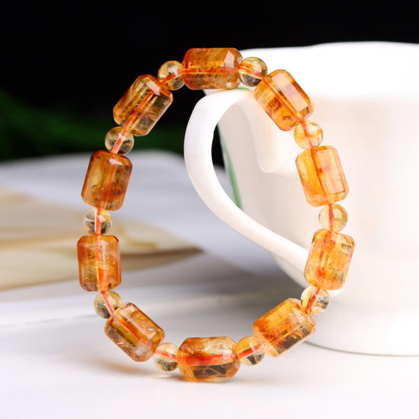Citrine violent yellow tower crystal pyramid color barrel bead bracelet ice crystal original bracelet