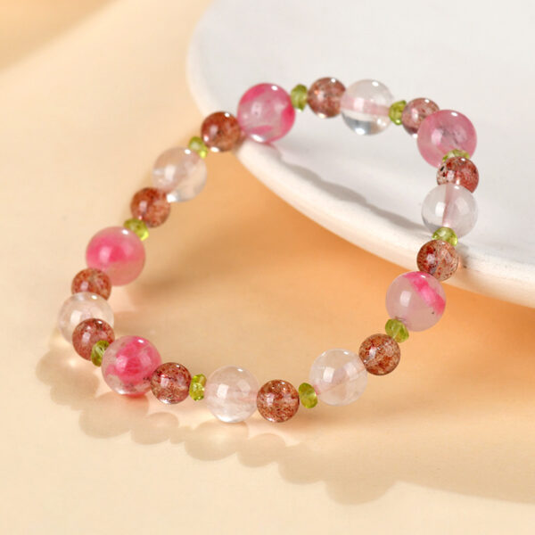 Rose stone pink crystal bracelet fresh and sweet peach rose pink love original bracelet