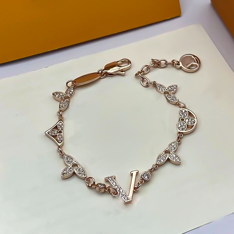 Bracelet Rose Gold Flower Diamond Inlaid Internet Celebrity Same Style Chain High-end Hand Jewelry