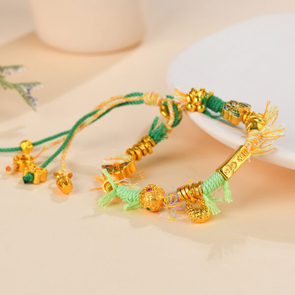 Golden color sand gold multi-treasure winding Tibetan style colored rope bracelet niche light luxury design ancient method braided bracelet