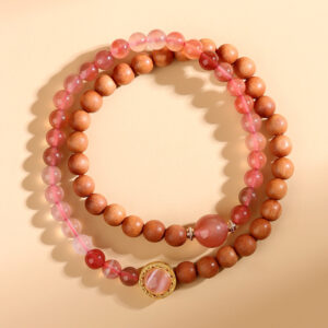 Natural ice drifting South Red Agate Sandalwood Double Circle Bracelet Chinese Buddhist Beads Play Retro Hot Style
