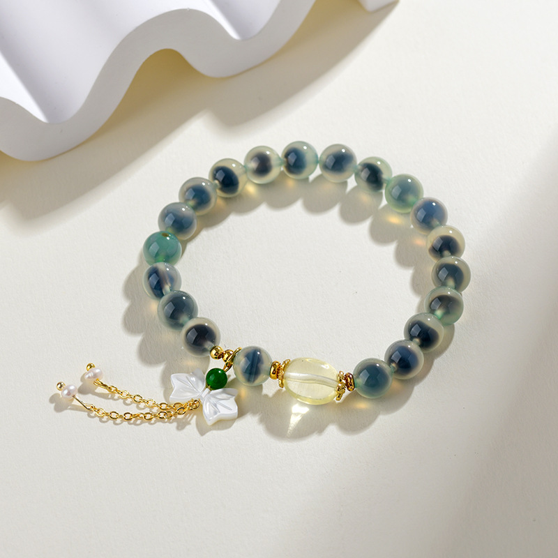 Half sugar bracelet green sugar heart agate fresh and fashionable original bracelet vibrato
