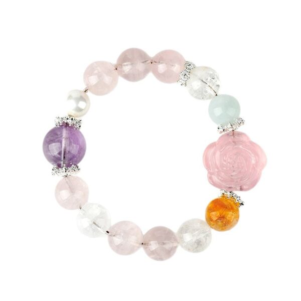 Rose Quartz Peony Flower Amethyst Aquamarine Bracelet Fashion Original Hot Selling Bracelet
