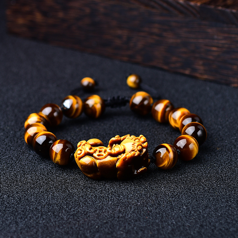 brave troops bracelet tiger eye stone hand-woven red rope wood stone