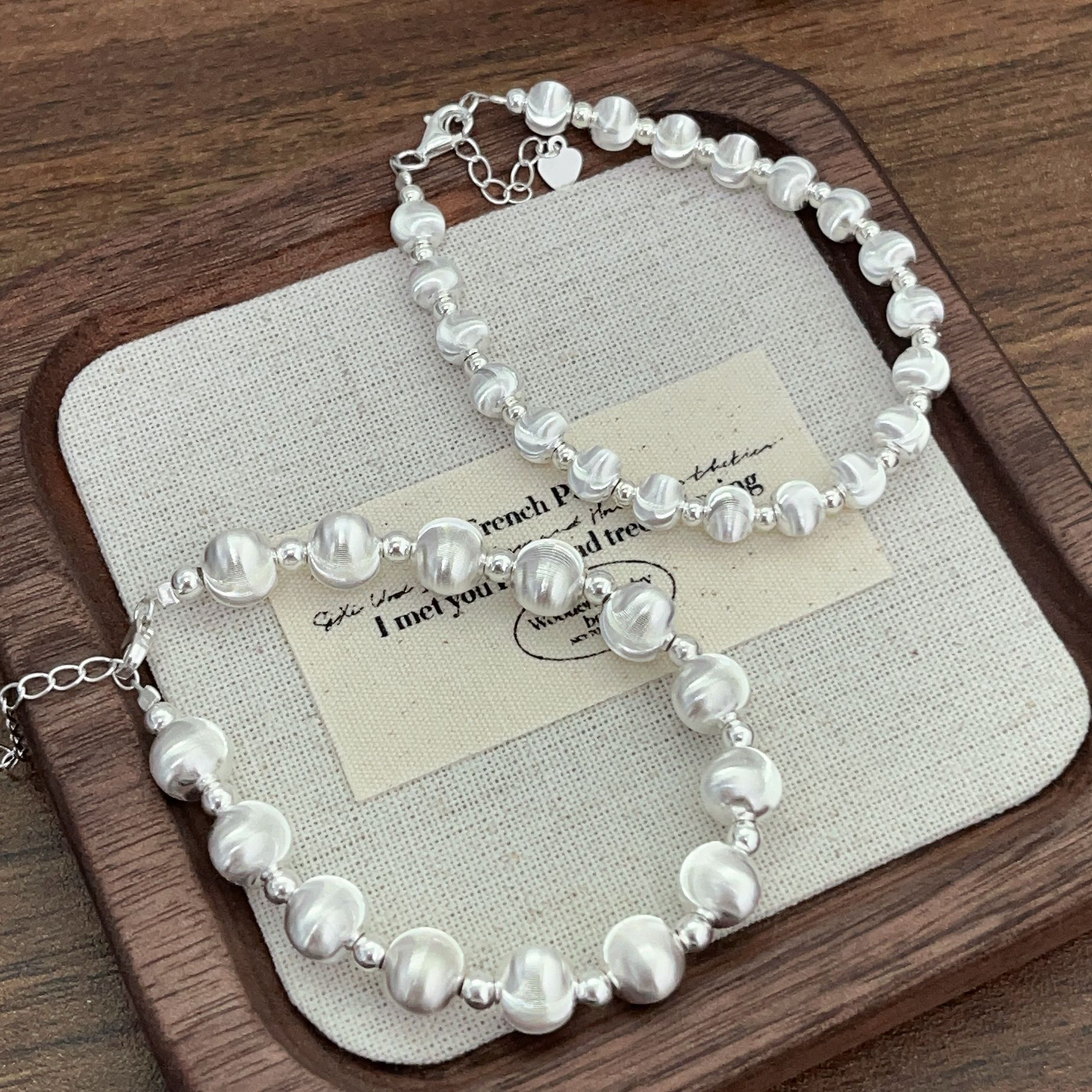 Sterling silver cat's eye lucky bead bracelet for women Korean style exquisite fashion personality niche design