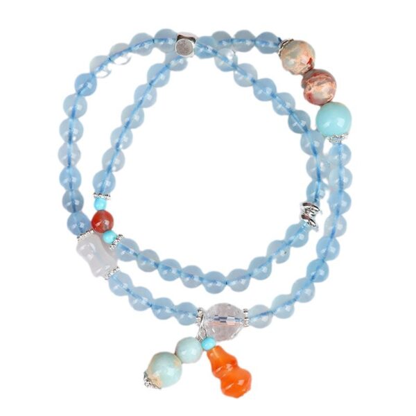 Crystal aquamarine double circle bracelet ice transparent fresh fashion original new style bracelet