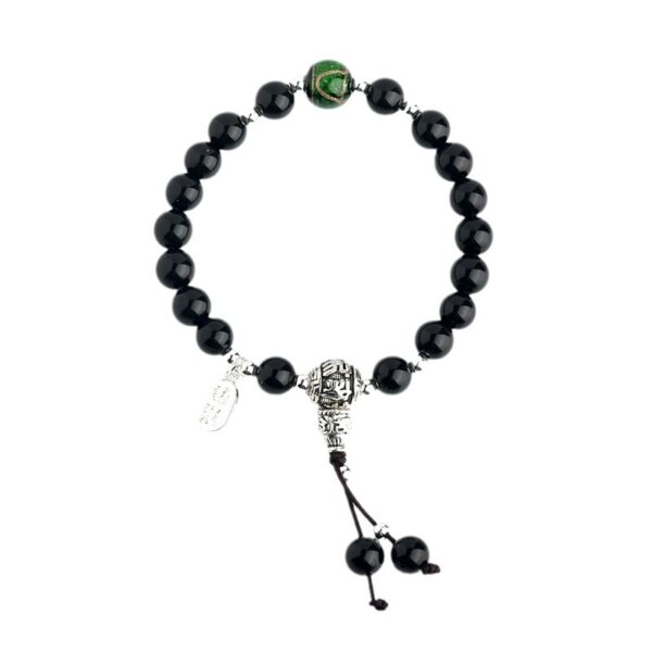 Obsidian bracelet, green incense ash, glass Buddhist beads, rosary bracelet, hot sale