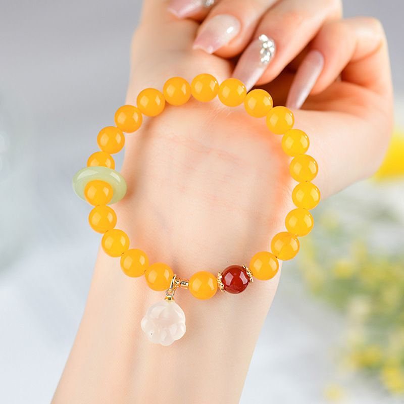 Yellow agate cute cat claw original running ring bracelet new Chinese style fashion ladies bracelet