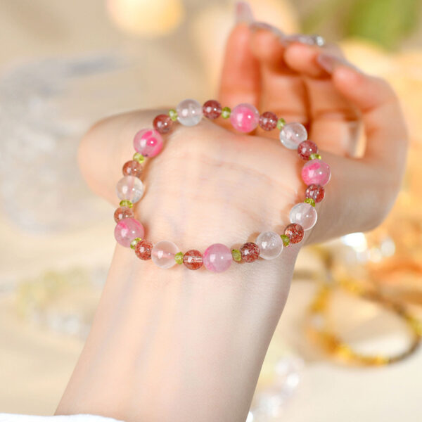 Rose stone pink crystal bracelet fresh and sweet peach rose pink love original bracelet