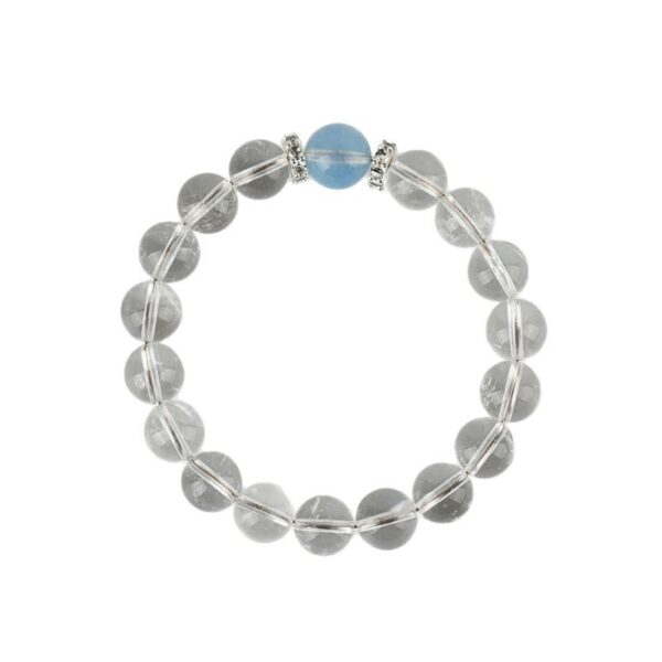 White crystal aquamarine bracelet, fresh and classic round beads, ladies' bracelet, popular online jewelry Customized