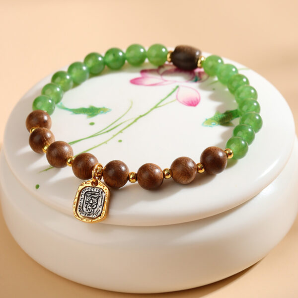 Kalimantan agarwood and Tian chalcedony bracelet new Chinese style Zakiram national style original bracelet jewelry