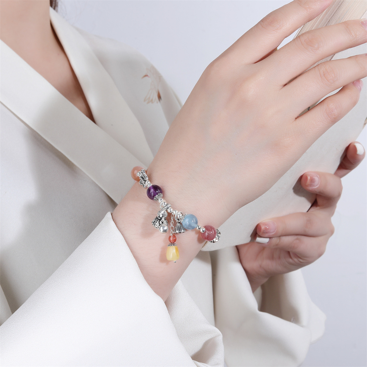 Duobao crystal bracelet light luxury high-end retro gourd ingot butterfly diy bracelet