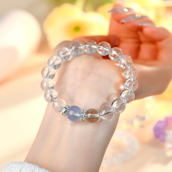 White crystal aquamarine bracelet, fresh and classic round beads, ladies' bracelet, popular online jewelry Customized