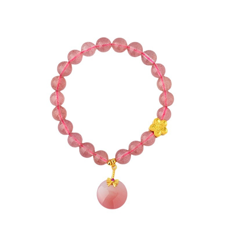 Crystal strawberry crystal plum blossom bracelet Yanyuan agate peace buckle original light luxury new women's bracelet