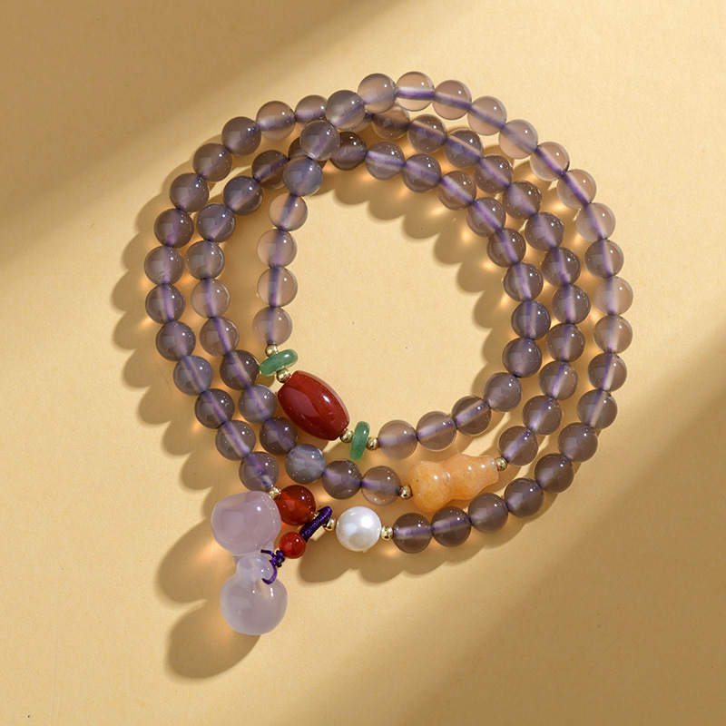 Gray agate multi-circle bracelet apple pendant retro niche design network hot bracelet