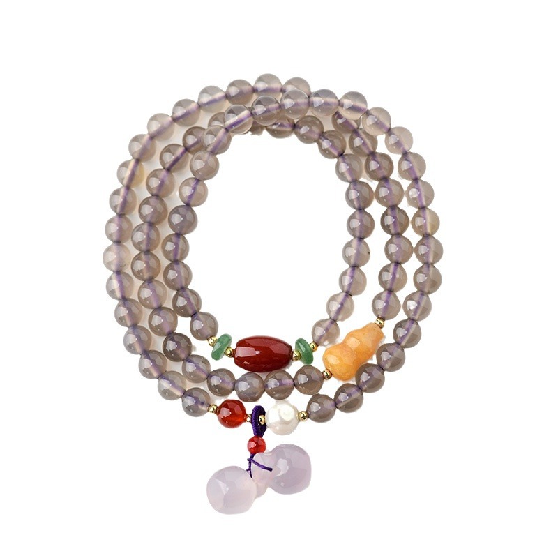 Gray agate multi-circle bracelet apple pendant retro niche design network hot bracelet