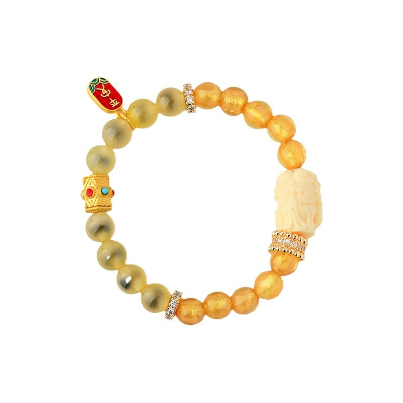 Sugar Heart Agate Gold Foil Nine-Tailed Fox Bracelet New Chinese Style Creative Hot Bracelet for Women
