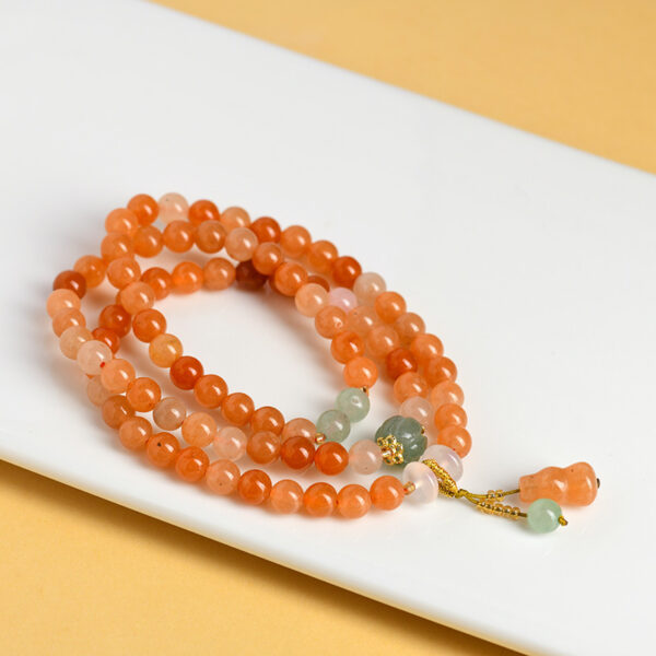 Gold Jade Multi-Circle Bracelet Gourd Pendant New Popular Ethnic Style Buddhist Bead Bracelet