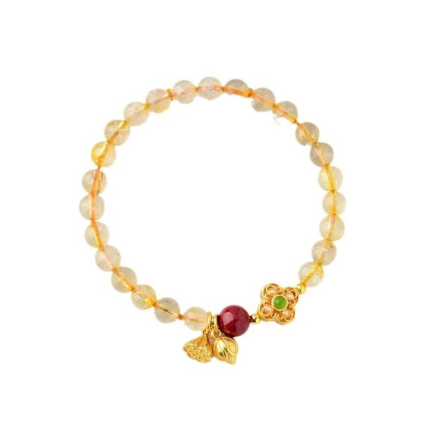 Crystal yellow hair crystal cinnabar two worlds joy bracelet new Chinese retro cultural and creative fashion new original bracelet