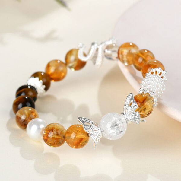 Crystal yellow tower crystal tiger eye stone zodiac snake bracelet original hair color birth year new bracelet