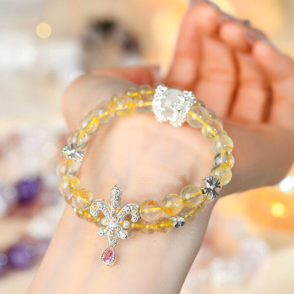 Citrine hair crystal double layer bracelet fashionable original light luxury small new hot style bracelet jewelry