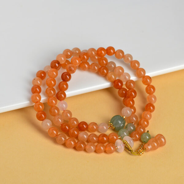 Gold Jade Multi-Circle Bracelet Gourd Pendant New Popular Ethnic Style Buddhist Bead Bracelet