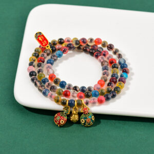 Half sugar agate live broadcast hot-selling sugar heart agate glass swallowing gold beast bracelet three-circle bracelet wholesale