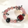Natural crystal strawberry crystal butterfly snake inlaid cinnabar rose bracelet