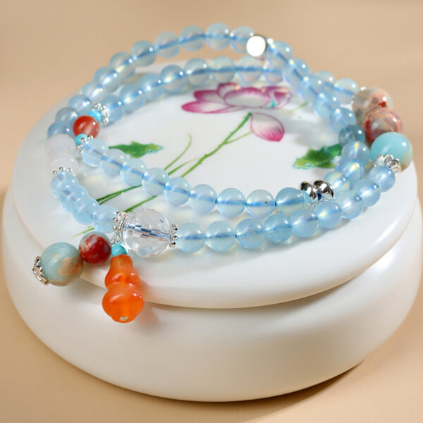 Crystal aquamarine double circle bracelet ice transparent fresh fashion original new style bracelet
