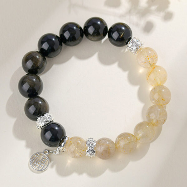 Crystal yellow hair crystal gold obsidian bracelet new Chinese style blessing brand literary original new hot style bracelet gift
