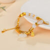 White agate peace buckle gold color sand gold wrapped Tibetan bracelet new Chinese style ancient method inheritance jewelry