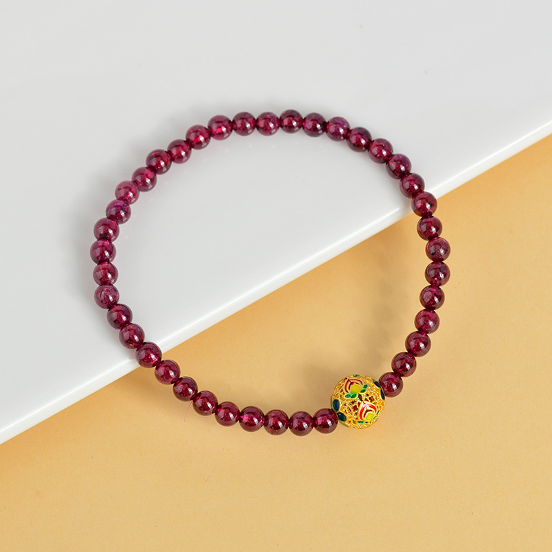 Crystal rose red garnet hollow ball bracelet original new bracelet jewelry