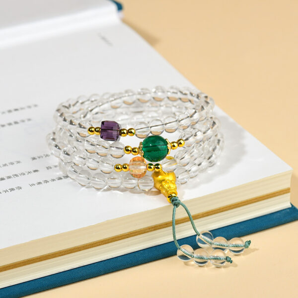 White crystal 108 Buddhist beads bracelet necklace hand-held rosary men and women multi-circle bracelet wholesale