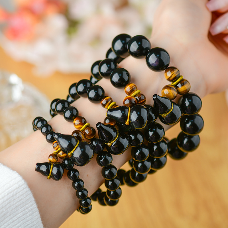 Double color eye obsidian gourd bracelet Buddha beads bracelet hot sale men and women couple jewelry