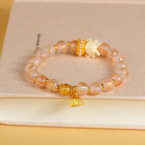 Pink gold foil incense ash glass nine-tailed fox bracelet lotus pendant popular women's bracelet