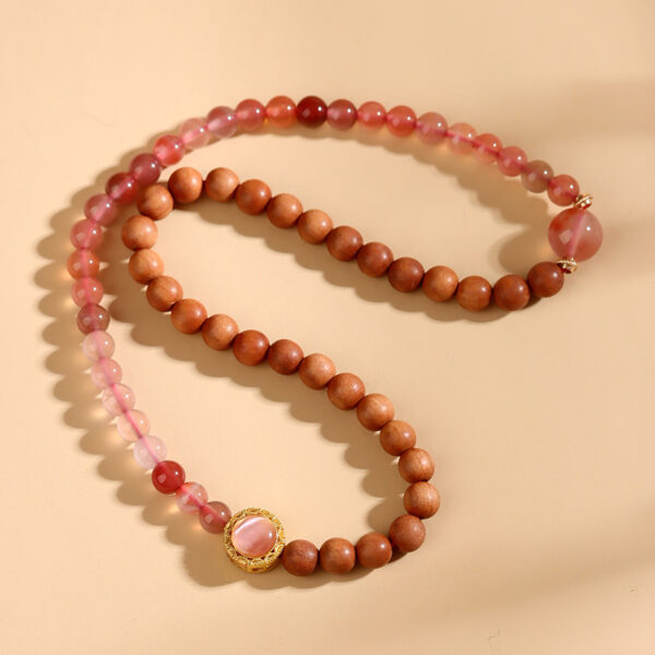 Natural ice drifting South Red Agate Sandalwood Double Circle Bracelet Chinese Buddhist Beads Play Retro Hot Style