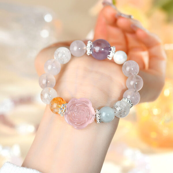Rose Quartz Peony Flower Amethyst Aquamarine Bracelet Fashion Original Hot Selling Bracelet