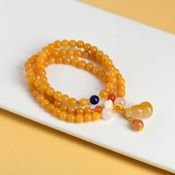Gold Jade Multi-Circle Bracelet Gourd Pendant Buddhist Beads Rosary Hot Bracelet