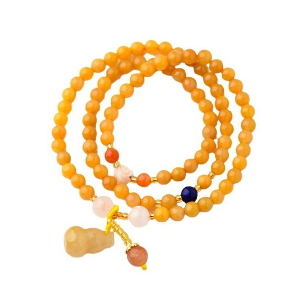 Gold Jade Multi-Circle Bracelet Gourd Pendant Buddhist Beads Rosary Hot Bracelet